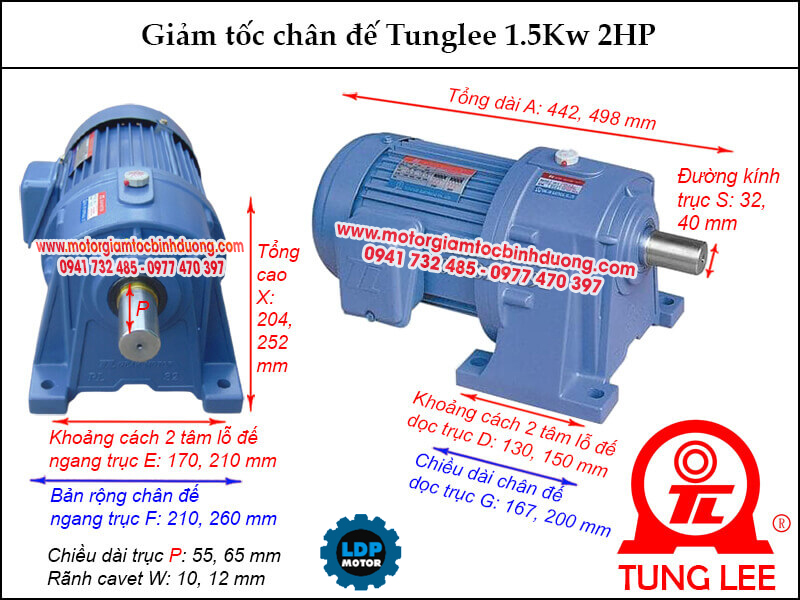 motor-giam-toc-tunglee-1-5kw-2hp-chan-de